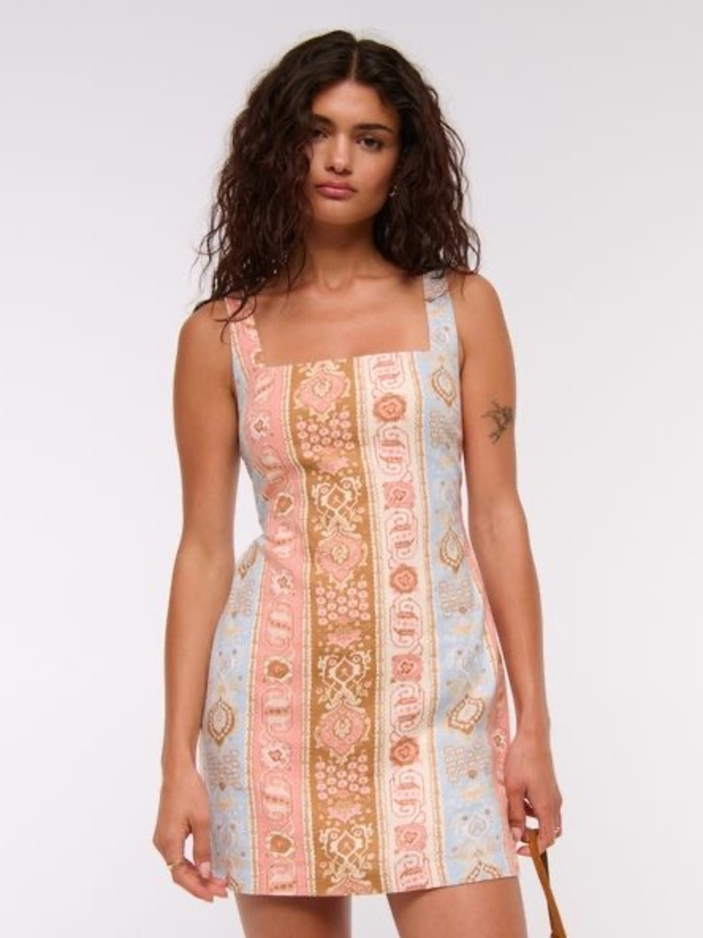Abercrombie & Fitch Pastel Scarlett Squareneck Linen-Blend Skort Dress